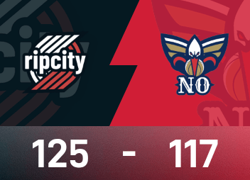 NBA战报：杨瀚森未登场&夏普35分，开拓者125-117鹈鹕